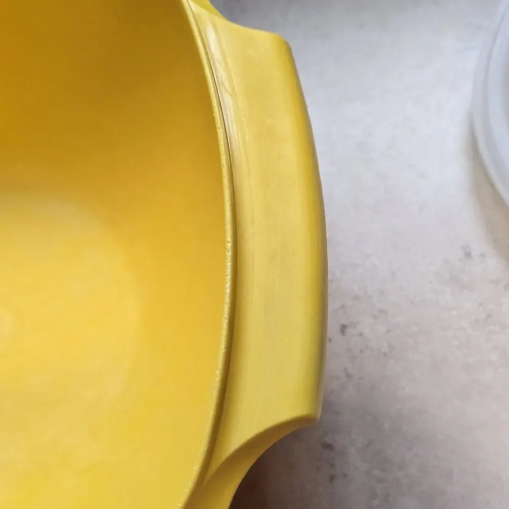 Tupperware Vintage Square Bowl & Lid Set 3pc Yellow Green Orange Plastic